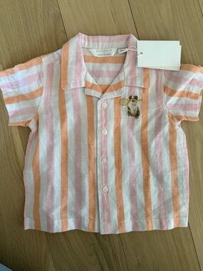 Gray Malin x Janie and Jack Kids Pink & Peach Striped Button-Up Shirt
